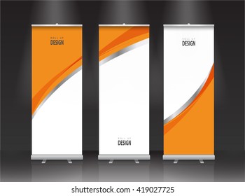 Roll up banner stand design. Vector.