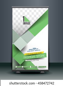 Roll Up Banner Stand Design, Vector illustration.