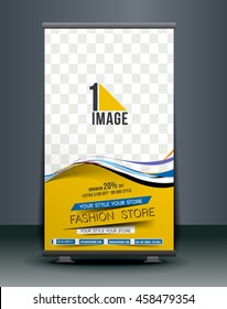 Roll Up Banner Stand Design, Vector illustration.