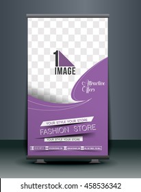 Roll Up Banner Stand Design, Vector illustration.