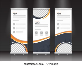 Roll up banner stand design. Vector.