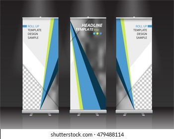Roll up banner stand design. Vector.