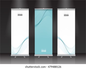 Roll up banner stand design. Vector.