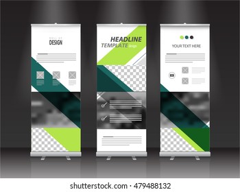 Roll up banner stand design. Vector.