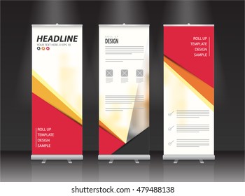 Roll up banner stand design. Vector.