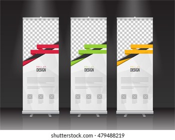 Roll up banner stand design. Vector.