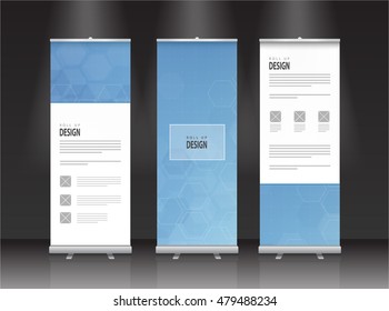 Roll up banner stand design. Vector.