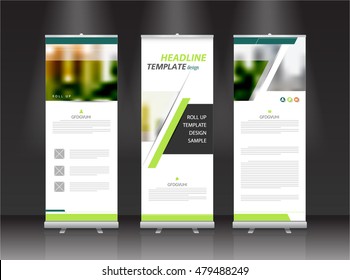 Roll up banner stand design. Vector.
