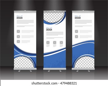 Roll up banner stand design. Vector.