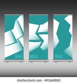 Roll up banner stand design. Vector.