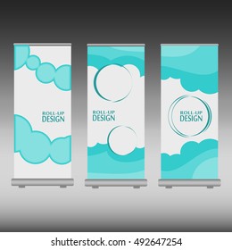 Roll up banner stand design. Vector.