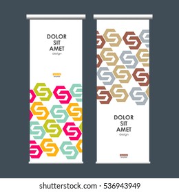 Roll up banner stand with hexagon pattern