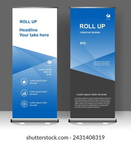 Roll up banner stand modern template design, for brochure, flyer, infographics. modern advertising. vector illustration