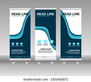 Roll up banner stand. Modern Vertical Flag Banner Design with abstract blue background can be used for Annual Report, Cover, Flyer, Magazine, Presentation, Poster, Website. Vector template design