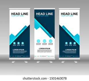 Roll up banner stand. Modern Vertical Flag Banner Design with abstract blue background can be used for Annual Report, Cover, Flyer, Magazine, Presentation, Poster, Website. Vector template design