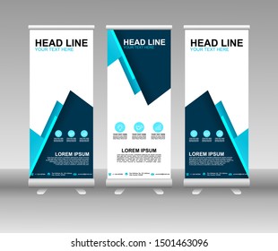 Roll up banner stand. Modern Vertical Flag Banner Design with abstract blue background can be used for Annual Report, Cover, Flyer, Magazine, Presentation, Poster, Website. Vector template design