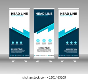 Roll up banner stand. Modern Vertical Flag Banner Design with abstract blue background can be used for Annual Report, Cover, Flyer, Magazine, Presentation, Poster, Website. Vector template design