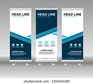 Roll up banner stand. Modern Vertical Flag Banner Design with abstract blue background can be used for Annual Report, Cover, Flyer, Magazine, Presentation, Poster, Website. Vector template design