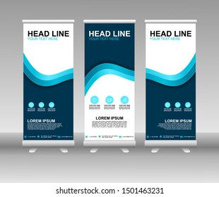 Roll up banner stand. Modern Vertical Flag Banner Design with abstract blue background can be used for Annual Report, Cover, Flyer, Magazine, Presentation, Poster, Website. Vector template design