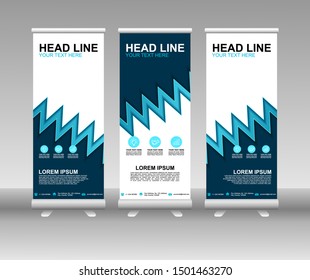 Roll up banner stand. Modern Vertical Flag Banner Design with abstract blue background can be used for Annual Report, Cover, Flyer, Magazine, Presentation, Poster, Website. Vector template design