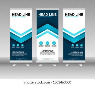 Roll up banner stand. Modern Vertical Flag Banner Design with abstract blue background can be used for Annual Report, Cover, Flyer, Magazine, Presentation, Poster, Website. Vector template design