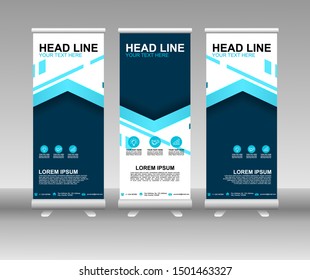 Roll up banner stand. Modern Vertical Flag Banner Design with abstract blue background can be used for Annual Report, Cover, Flyer, Magazine, Presentation, Poster, Website. Vector template design