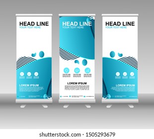 Roll up banner stand. Modern Vertical Flag Banner Design with abstract blue background can be used for Annual Report, Cover, Flyer, Magazine, Presentation, Poster, Website. Vector template design