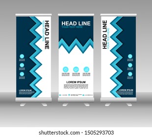 Roll up banner stand. Modern Vertical Flag Banner Design with abstract blue background can be used for Annual Report, Cover, Flyer, Magazine, Presentation, Poster, Website. Vector template design