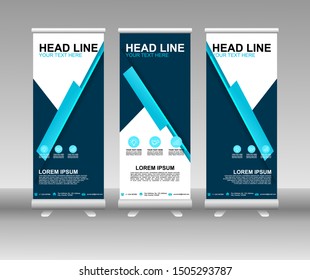 Roll up banner stand. Modern Vertical Flag Banner Design with abstract blue background can be used for Annual Report, Cover, Flyer, Magazine, Presentation, Poster, Website. Vector template design