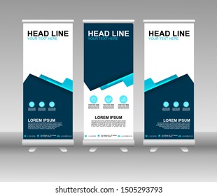 Roll up banner stand. Modern Vertical Flag Banner Design with abstract blue background can be used for Annual Report, Cover, Flyer, Magazine, Presentation, Poster, Website. Vector template design