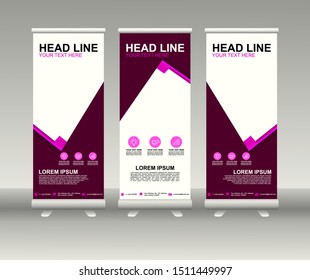 Roll up banner stand. Modern Vertical Flag Banner Design with abstract background can be used for Annual Report, Cover, Flyer, Magazine, Presentation, Poster, Website. Vector template design