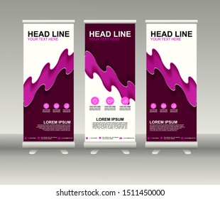 Roll up banner stand. Modern Vertical Flag Banner Design with abstract background can be used for Annual Report, Cover, Flyer, Magazine, Presentation, Poster, Website. Vector template design