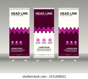 Roll up banner stand. Modern Vertical Flag Banner Design with abstract background can be used for Annual Report, Cover, Flyer, Magazine, Presentation, Poster, Website. Vector template design
