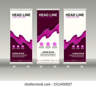 Roll up banner stand. Modern Vertical Flag Banner Design with abstract background can be used for Annual Report, Cover, Flyer, Magazine, Presentation, Poster, Website. Vector template design