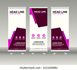 Roll up banner stand. Modern Vertical Flag Banner Design with abstract background can be used for Annual Report, Cover, Flyer, Magazine, Presentation, Poster, Website. Vector template design