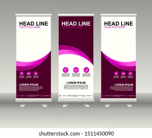 Roll up banner stand. Modern Vertical Flag Banner Design with abstract background can be used for Annual Report, Cover, Flyer, Magazine, Presentation, Poster, Website. Vector template design