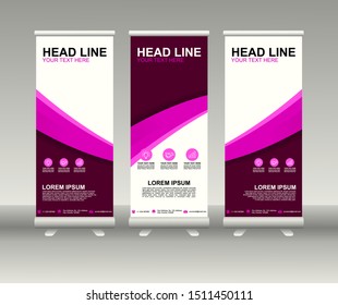 Roll up banner stand. Modern Vertical Flag Banner Design with abstract background can be used for Annual Report, Cover, Flyer, Magazine, Presentation, Poster, Website. Vector template design