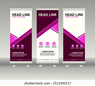 Roll up banner stand. Modern Vertical Flag Banner Design with abstract background can be used for Annual Report, Cover, Flyer, Magazine, Presentation, Poster, Website. Vector template design