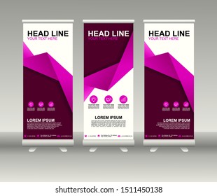 Roll up banner stand. Modern Vertical Flag Banner Design with abstract background can be used for Annual Report, Cover, Flyer, Magazine, Presentation, Poster, Website. Vector template design