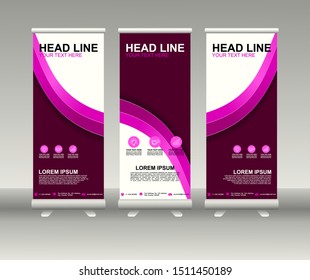 Roll up banner stand. Modern Vertical Flag Banner Design with abstract background can be used for Annual Report, Cover, Flyer, Magazine, Presentation, Poster, Website. Vector template design