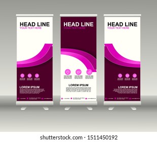 Roll up banner stand. Modern Vertical Flag Banner Design with abstract background can be used for Annual Report, Cover, Flyer, Magazine, Presentation, Poster, Website. Vector template design