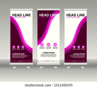 Roll up banner stand. Modern Vertical Flag Banner Design with abstract background can be used for Annual Report, Cover, Flyer, Magazine, Presentation, Poster, Website. Vector template design