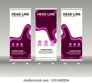 Roll up banner stand. Modern Vertical Flag Banner Design with abstract background can be used for Annual Report, Cover, Flyer, Magazine, Presentation, Poster, Website. Vector template design