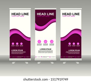 Roll up banner stand. Modern Vertical Flag Banner Design with abstract background can be used for Annual Report, Cover, Flyer, Magazine, Presentation, Poster, Website. Vector template design