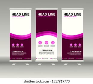 Roll up banner stand. Modern Vertical Flag Banner Design with abstract background can be used for Annual Report, Cover, Flyer, Magazine, Presentation, Poster, Website. Vector template design