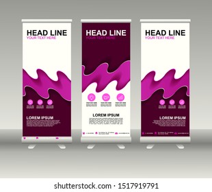 Roll up banner stand. Modern Vertical Flag Banner Design with abstract background can be used for Annual Report, Cover, Flyer, Magazine, Presentation, Poster, Website. Vector template design