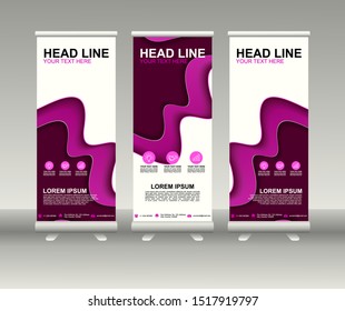 Roll up banner stand. Modern Vertical Flag Banner Design with abstract background can be used for Annual Report, Cover, Flyer, Magazine, Presentation, Poster, Website. Vector template design