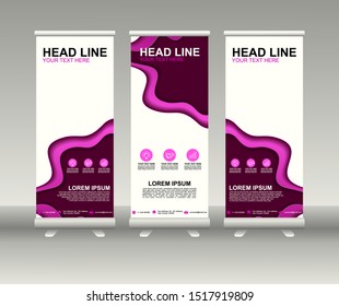 Roll up banner stand. Modern Vertical Flag Banner Design with abstract background can be used for Annual Report, Cover, Flyer, Magazine, Presentation, Poster, Website. Vector template design