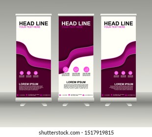 Roll up banner stand. Modern Vertical Flag Banner Design with abstract background can be used for Annual Report, Cover, Flyer, Magazine, Presentation, Poster, Website. Vector template design
