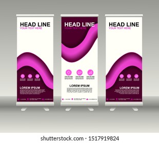Roll up banner stand. Modern Vertical Flag Banner Design with abstract background can be used for Annual Report, Cover, Flyer, Magazine, Presentation, Poster, Website. Vector template design